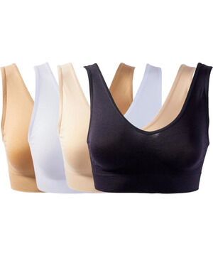 Rhonda Shear Women's 4-pack Seamless Ahh Bra Black/Wht/Lt Beige/Beige -